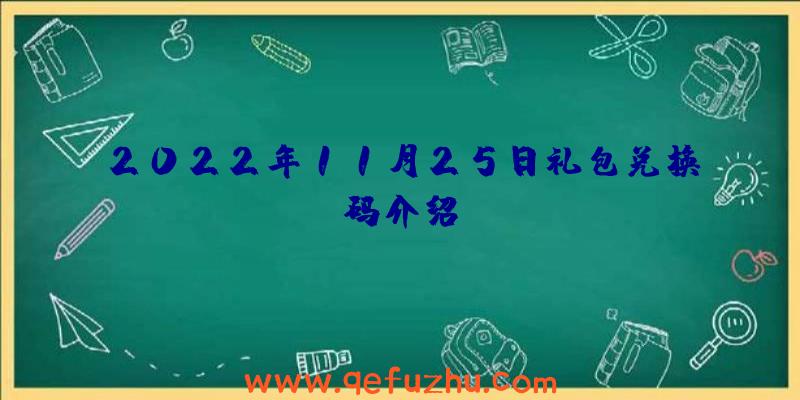 2022年11月25日礼包兑换码介绍