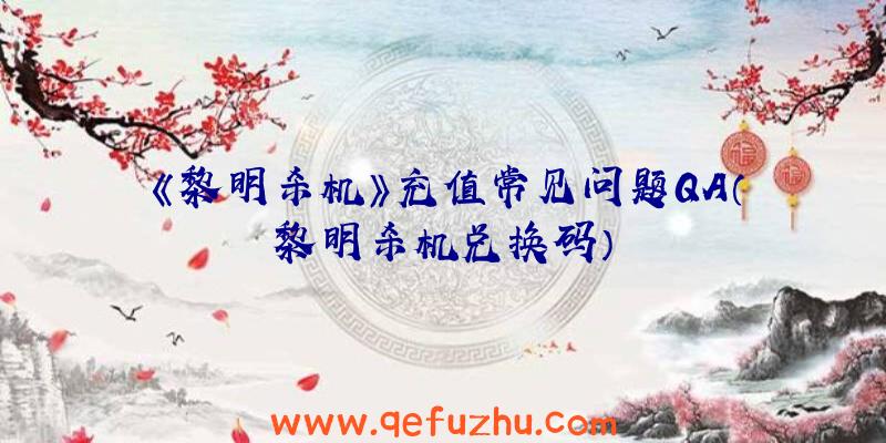 《黎明杀机》充值常见问题QA（黎明杀机兑换码）