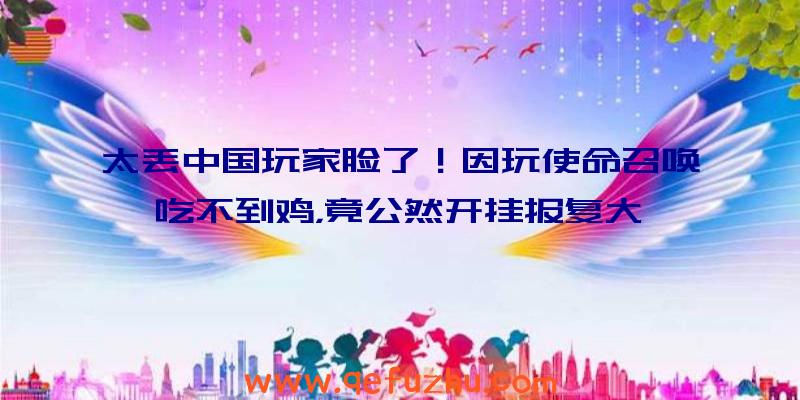 太丢中国玩家脸了！因玩使命召唤吃不到鸡，竟公然开挂报复大佬