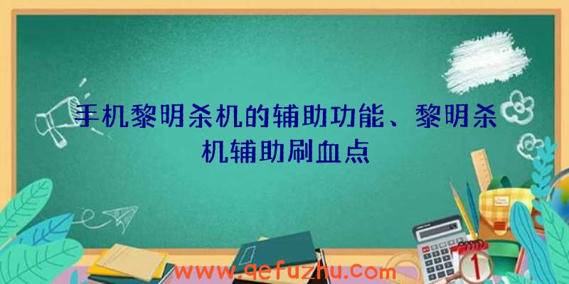 手机黎明杀机的辅助功能、黎明杀机辅助刷血点