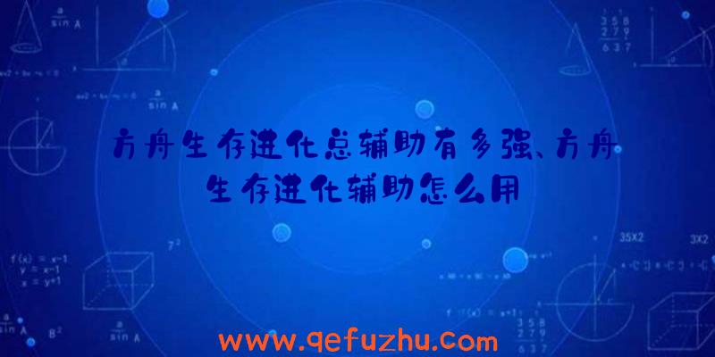 方舟生存进化总辅助有多强、方舟生存进化辅助怎么用