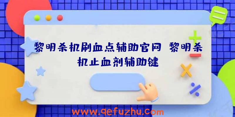 黎明杀机刷血点辅助官网、黎明杀机止血剂辅助键