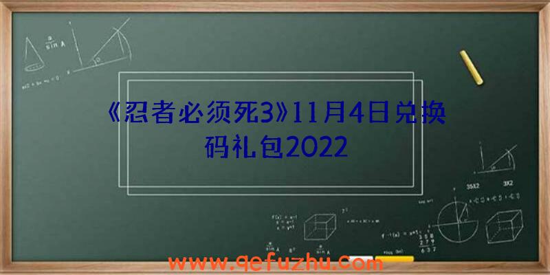 《忍者必须死3》11月4日兑换码礼包2022