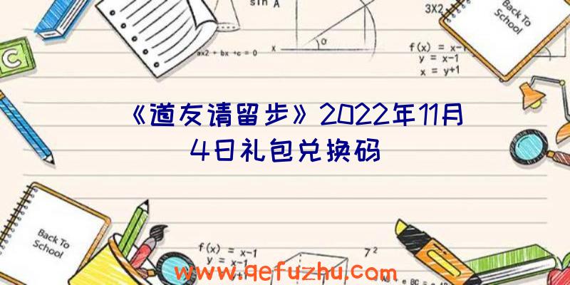 《道友请留步》2022年11月4日礼包兑换码