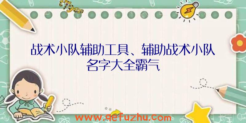 战术小队辅助工具、辅助战术小队名字大全霸气