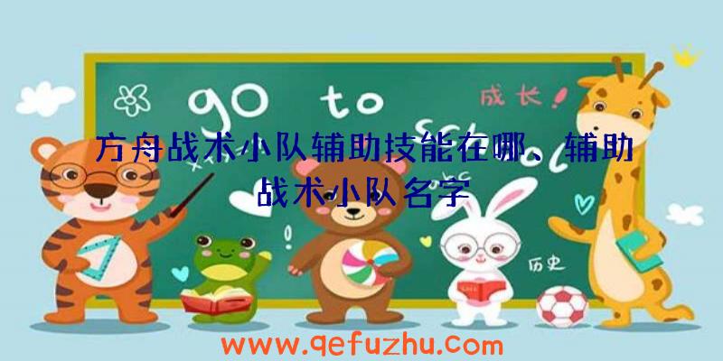 方舟战术小队辅助技能在哪、辅助战术小队名字