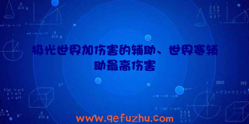 极光世界加伤害的辅助、世界赛辅助最高伤害