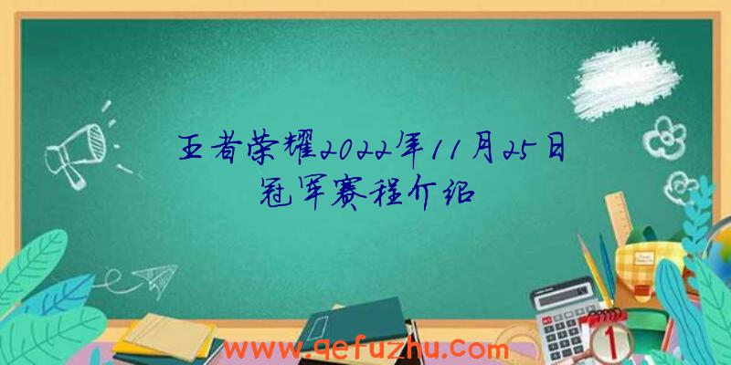 王者荣耀2022年11月25日冠军赛程介绍