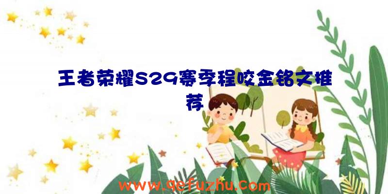 王者荣耀S29赛季程咬金铭文推荐