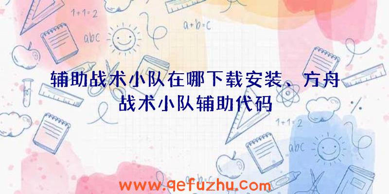 辅助战术小队在哪下载安装、方舟战术小队辅助代码